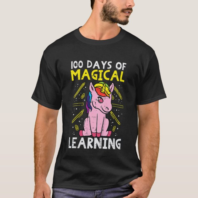Kids 100 Days Magical Learning Unicorn 100th Day S T-Shirt (Vorderseite)