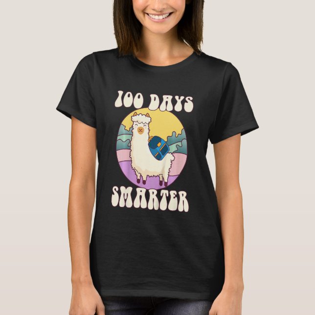 Kids 100 days smarter, Cute llama Happy 100th Day  T-Shirt (Vorderseite)