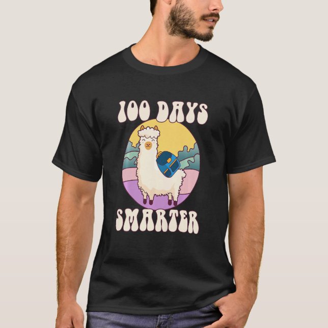 Kids 100 days smarter, Cute llama Happy 100th Day  T-Shirt (Vorderseite)