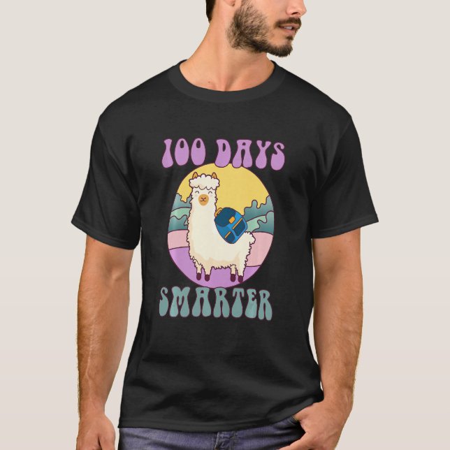 Kids 100 days smarter, Cute llama Happy 100th Day  T-Shirt (Vorderseite)