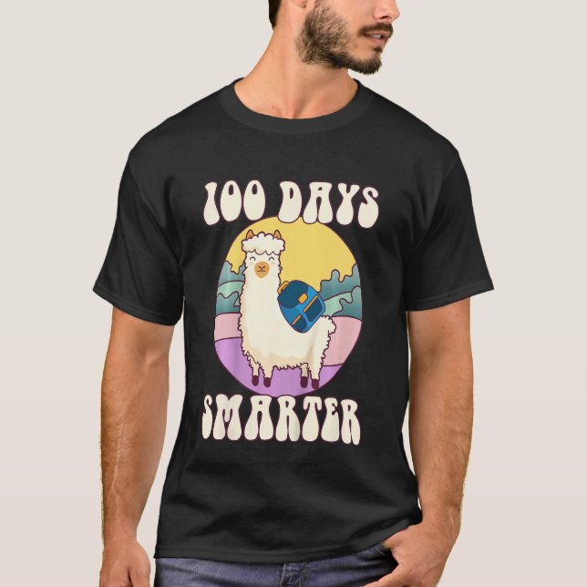 Kids 100 days smarter, Cute llama Happy 100th Day  T-Shirt (Vorderseite)