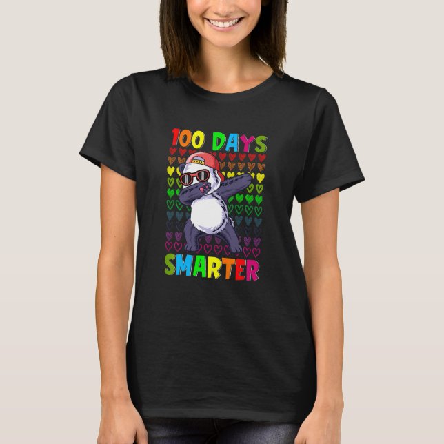 Kids 100 Days Smarter Hearts Dabbing Panda 100th D T-Shirt (Vorderseite)