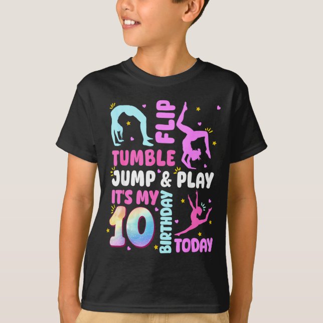 Kids 10 Year Old Bday Gymnast 10th Gymnastics Birt T-Shirt (Vorderseite)