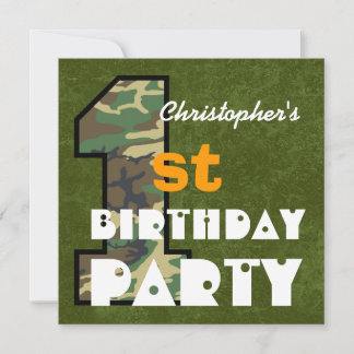 Kid's 1. Geburtstag CAMOUFLAGE Style Individuelle  Einladung