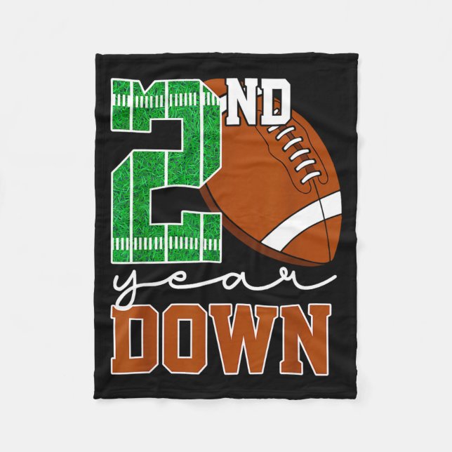 Kids 2nd Year Down Football Birthday Boy Party 2 Y Fleecedecke (Vorderseite)