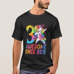 Kids 3 Jahre alte Mädchen Awesome Seit 2019 Dabbin T-Shirt
