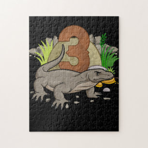Kids 3 Year Old Komodo dragon Reptile 3rd Birthday Puzzle