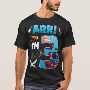 Kids 3 Year Old Pirate B-day Party 3rd Birthday AR T-Shirt