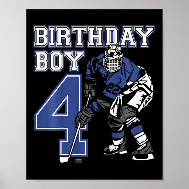 Kids 4 Year Old Ice Hockey Themed Birthday Party 4 Poster (Vorne)