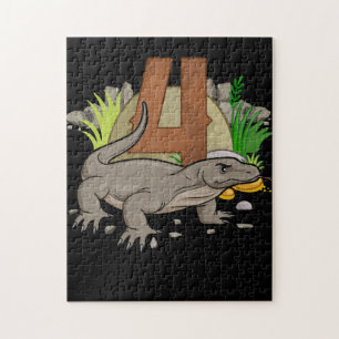 Kids 4 Year Old Komodo dragon Reptile 3th Birthday Puzzle