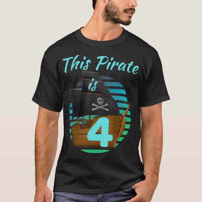 Kids 4 Year Old Pirate Birthday Shirt Boy This Pir (Vorderseite)