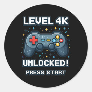 Kids 4k Jungen Ck Zur Schule Retro-Gamer 4k Freige Runder Aufkleber