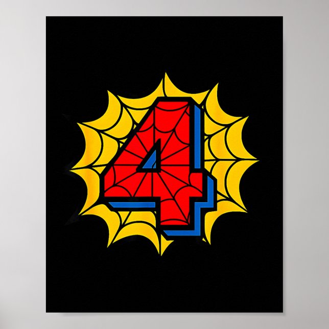 Kids 4th Birthday Sder Theme Party 4 Year Old Boys Poster (Vorne)