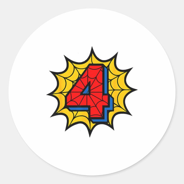 Kids 4th Birthday Sder Theme Party 4 Year Old Boys Runder Aufkleber (Vorderseite)