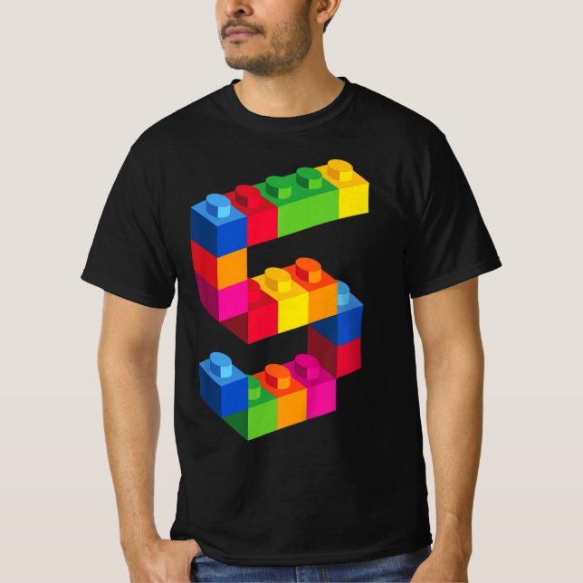 Kids 5 Year Old Building Blocks Birthday  Bricks 5 T-Shirt (Vorderseite)