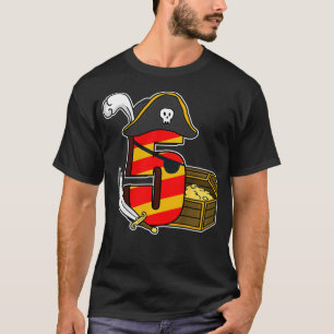 Kids 5 Years Boy Gift Pirate Costume 5th Birthday T-Shirt