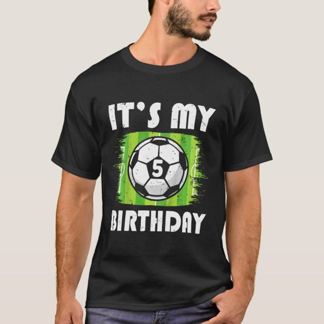 Kids 5 Years Old Kids Soccer Player 5th Birthday B T-Shirt (Vorderseite)