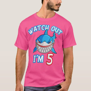 Kids 5 Yrs old Boy Watch Out Shark SHIRT 5th Birth