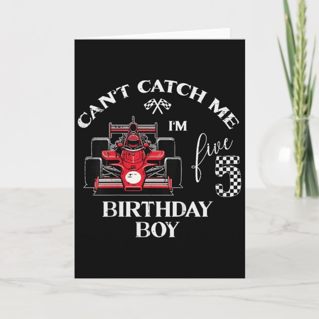 Kids 5th Birthday Race Car Bday Boy Cant Catch Me  Karte (Vorderseite)