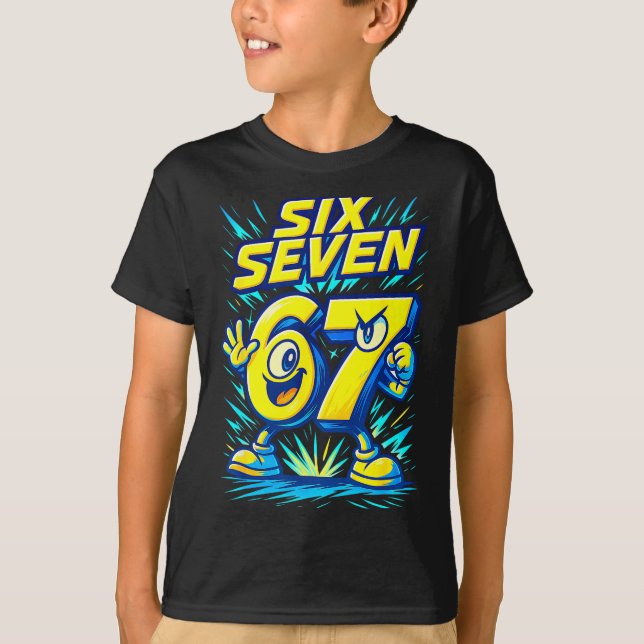 Kids 67 Six Seven Italian Brainrot 6 7 Funny Meme  T-Shirt (Vorderseite)