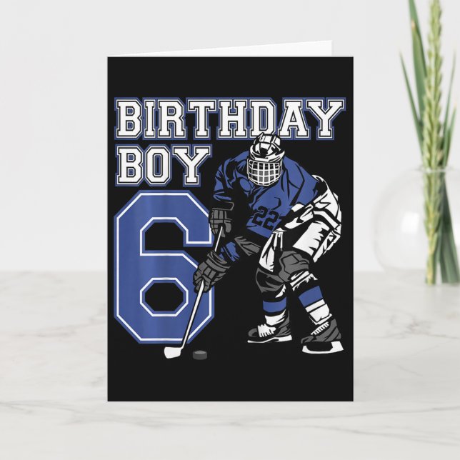 Kids 6 Year Old Ice Hockey Themed Birthday Party 6 Karte (Vorderseite)