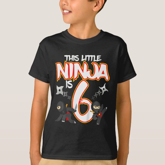 Kids 6 Year Old Ninja Birthday Party Martial Arts  T-Shirt (Vorderseite)