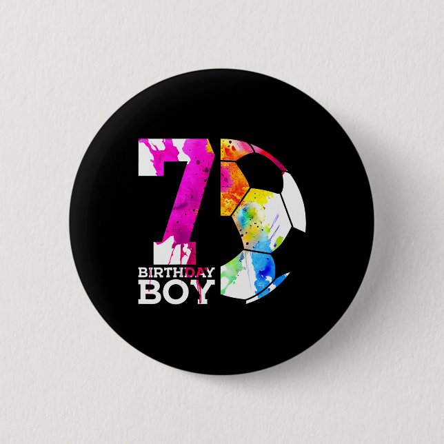 Kids 7 Birthday Boy Soccer 7th Birthday  Button (Vorderseite)