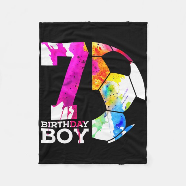 Kids 7 Birthday Boy Soccer 7th Birthday  Fleecedecke (Vorderseite)