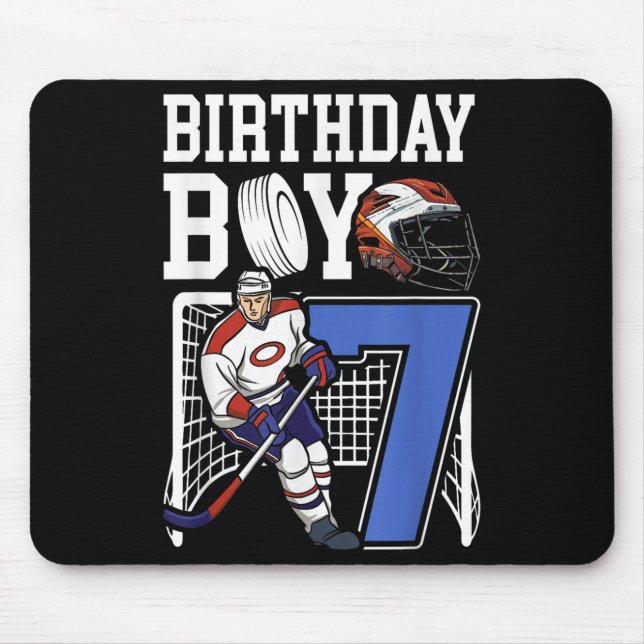 Kids 7 Year Old Ice Hockey Themed Birthday Party 7 Mousepad (Vorne)