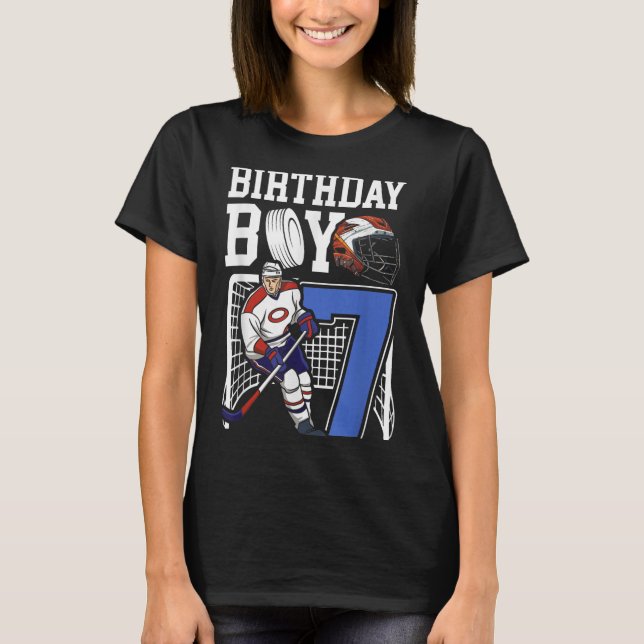 Kids 7 Year Old Ice Hockey Themed Birthday Party 7 T-Shirt (Vorderseite)