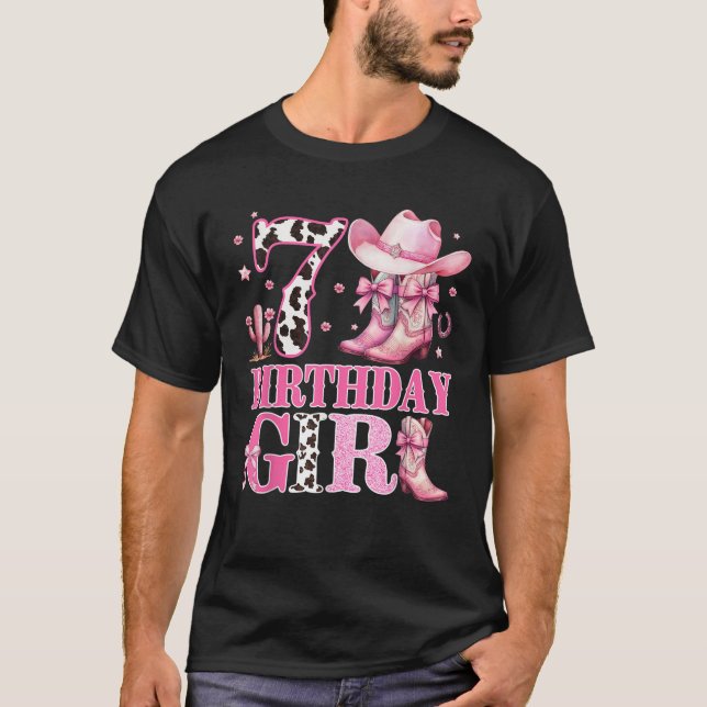 Kids 7th Birthday Girl Rodeo Western Cowgirl Birth T-Shirt (Vorderseite)