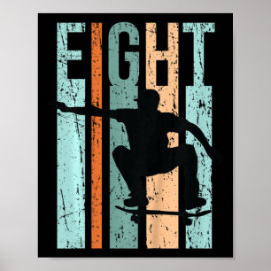 Kids 8. Geburtstag Skater Junge Skateboardfahren R Poster