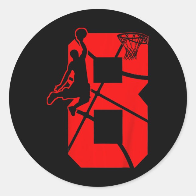Kids 8 Year Old 8th Basketball Birthday PartyTheme Runder Aufkleber (Vorderseite)