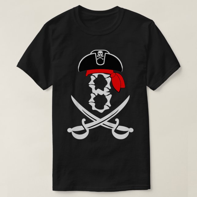 Kids 8 Year Old 8th Pirate Sword Birthday Party Th T-Shirt (Design vorne)