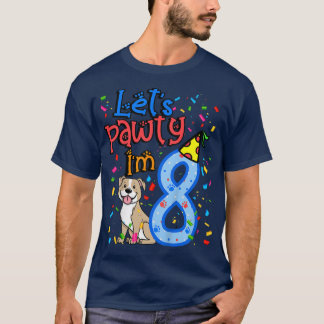 Kids 8th Birthday Boy Dogs lets pawty im 8 year ol T-Shirt