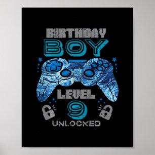 Kids 9. Geburtstag Gamer Level 9 freigeschaltet Vi Poster