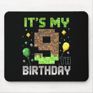 Kids 9. Geburtstag Gamer Pixel 9 Jahre alt Video G Mousepad