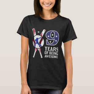 Kids 9 Jahre großartig Bysebyll Flagge 9. Geburtst T-Shirt