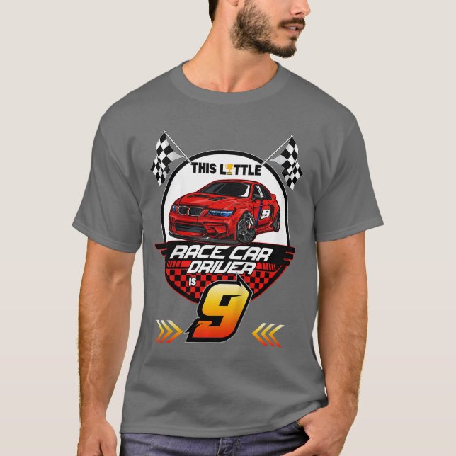 Kids 9 Year Old Race Birthday Tee 9th Racing Party (Vorderseite)