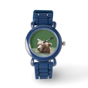 Kid's Adjustable Bezel Watch mit Grizzlybär Armbanduhr