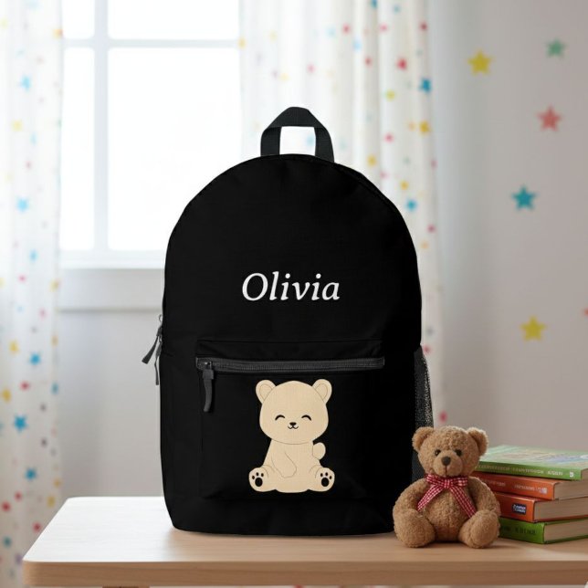 Kids' Adventure Backpack - Explorer Bear and Name  Bedruckter Rucksack (Von Creator hochgeladen)