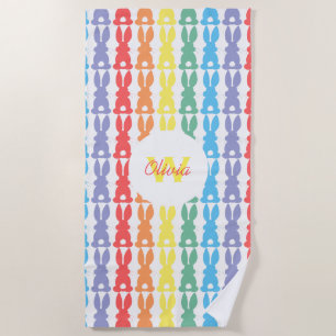 Kids Adventure Personalisiert Rainbow Bunny Patter Strandtuch
