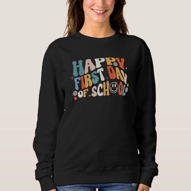Kids Aestic Happy First Day Of School Student Teac Sweatshirt (Vorderseite)