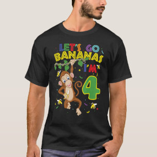 Kids Affe 4. Geburtstag Zoo Lasst uns Bananen gehe T-Shirt