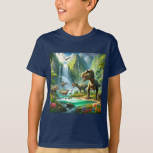 Kids AI Art Dinosaurier Tropical Green T-Shirt