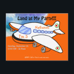 Kids Airplane Land bei meiner Geburtstagsparty Ein Einladungspostkarte<br><div class="desc">Geburtstagsparty Einladung für einen kleinen Jungen,  der Flugzeug Liebe. Besonders toll für ein Flugzeug-thematisches Party! Schwarz,  Orange und Blau. Alle anpassbaren Texte.</div>
