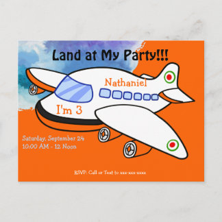 Kids Airplane Land bei meiner Geburtstagsparty Ein Einladungspostkarte