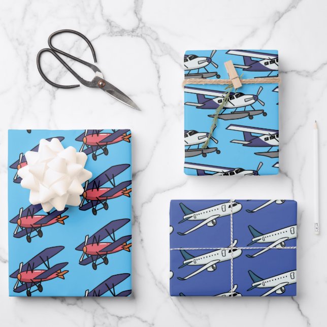 Kids Airplane Trio Geschenkpapier Set (Vorderseite)