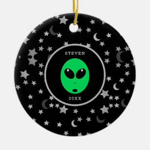 Kids Alien Space Galaxy Personalisiert Weihnachten Keramik Ornament