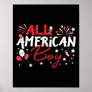 Kids All American Boy Für den Unabhängigkeitstag J Poster